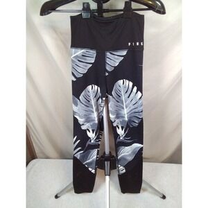Pink Victoria's Secret Yoga Pants Sz Small Pale Tropical Leaf Print